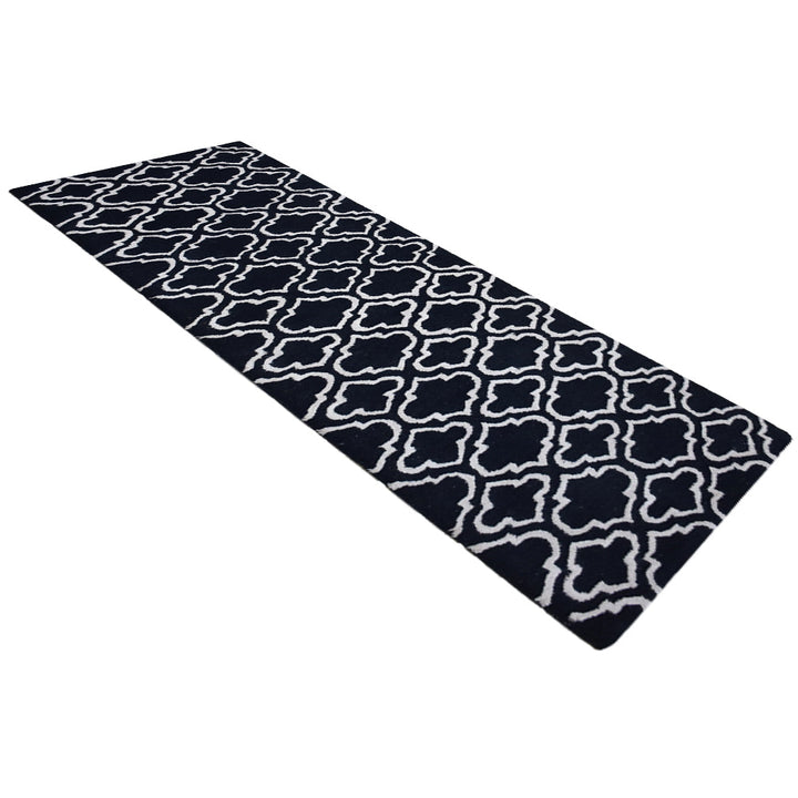 Hand Tufted Wool Area Rug Geometric Black White K00302