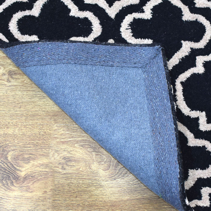 Hand Tufted Wool Area Rug Geometric Black White K00302