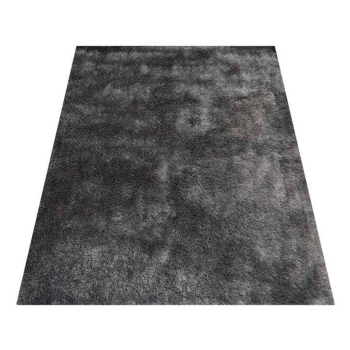 Hand Tufted Shag Polyester Area Rug Solid Silver K00333