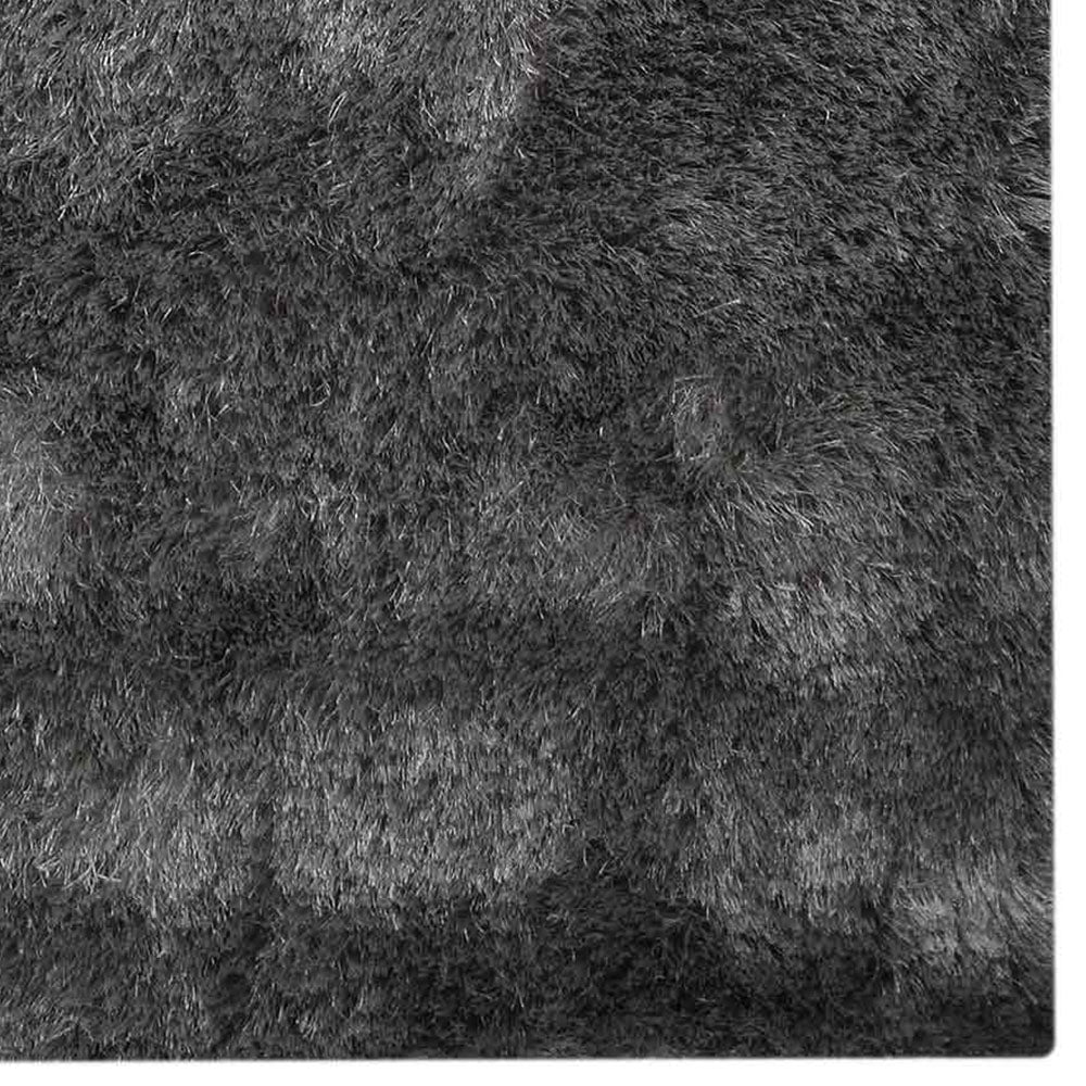 Hand Tufted Shag Polyester Area Rug Solid Silver K00333