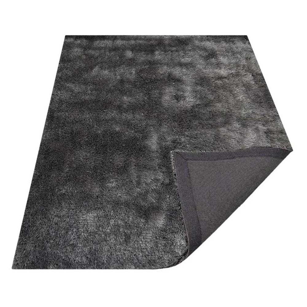 Hand Tufted Shag Polyester Area Rug Solid Silver K00333
