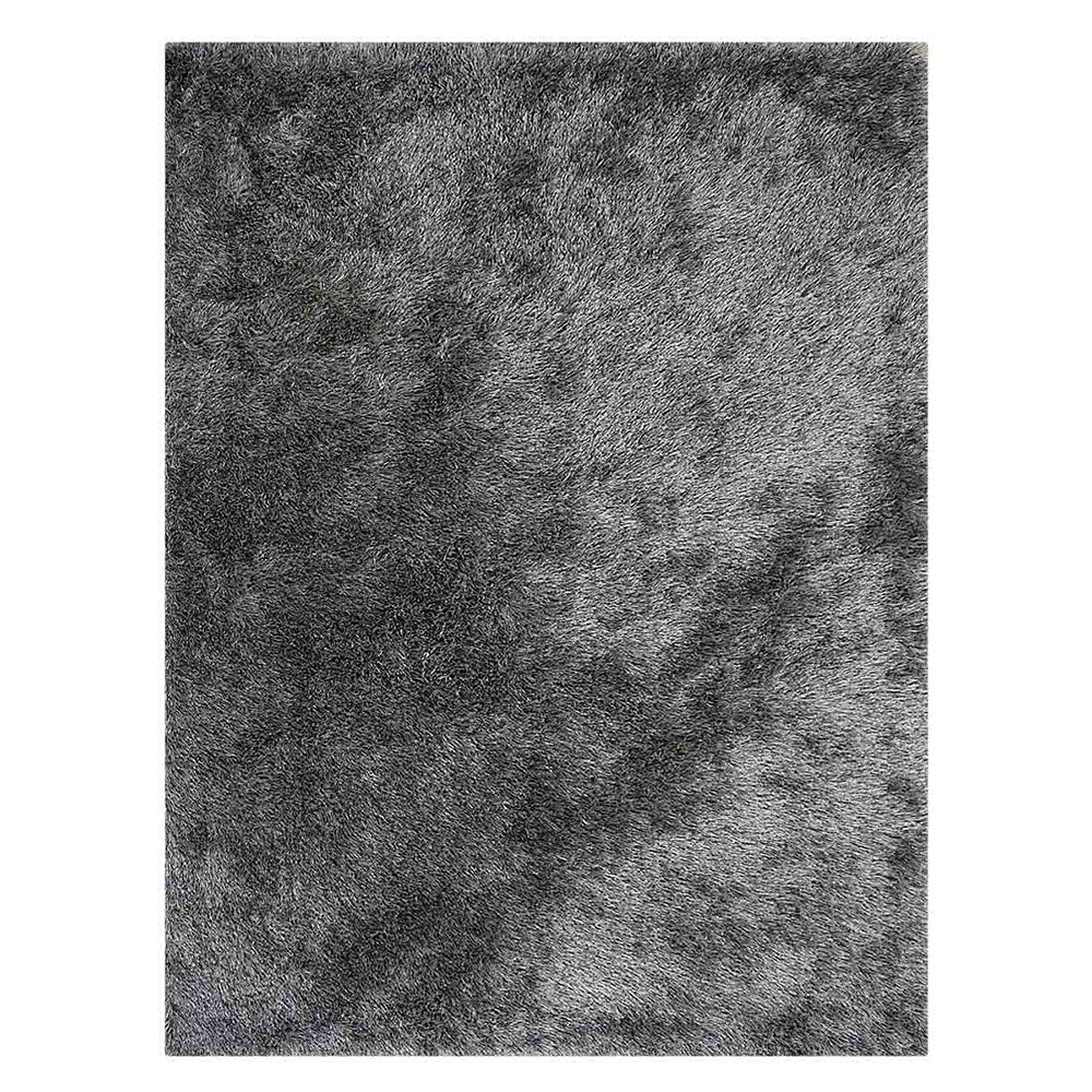 Hand Tufted Shag Polyester Area Rug Solid Silver K00333