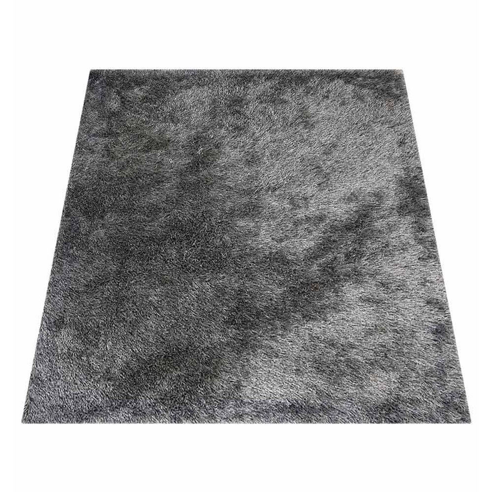 Hand Tufted Shag Polyester Area Rug Solid Silver K00333