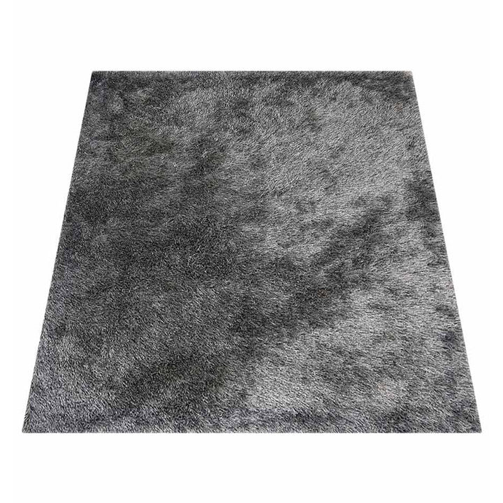 Hand Tufted Shag Polyester Area Rug Solid Silver K00333