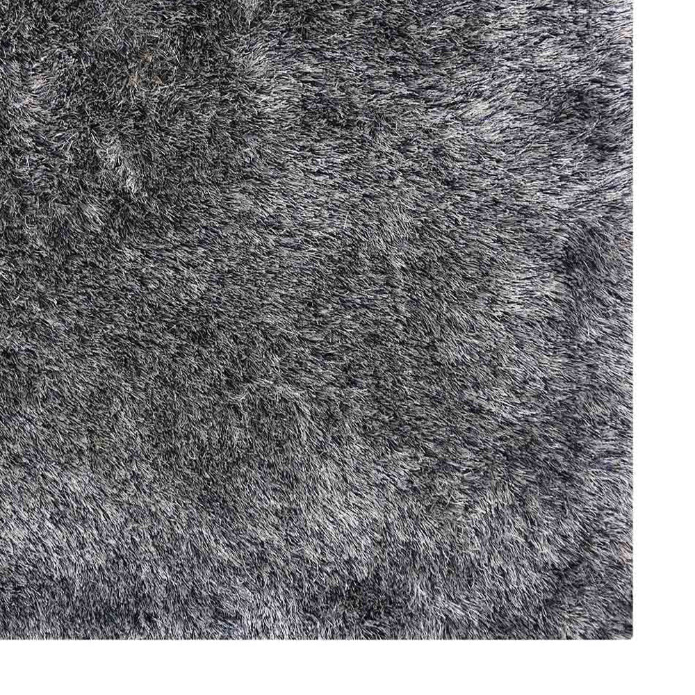 Hand Tufted Shag Polyester Area Rug Solid Silver K00333