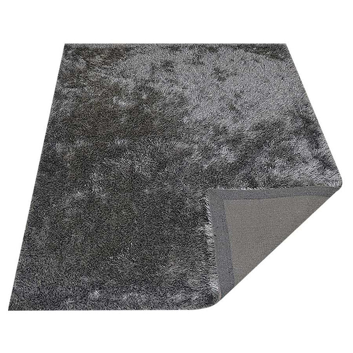 Hand Tufted Shag Polyester Area Rug Solid Silver K00333