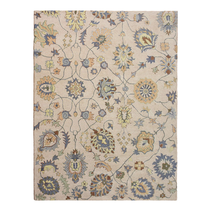 Hand Tufted Wool Area Rug Floral Cream K00500