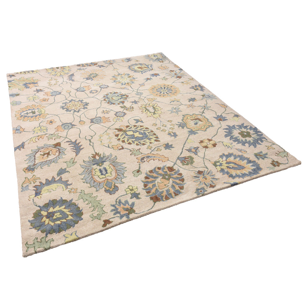 Hand Tufted Wool Area Rug Floral Cream K00500