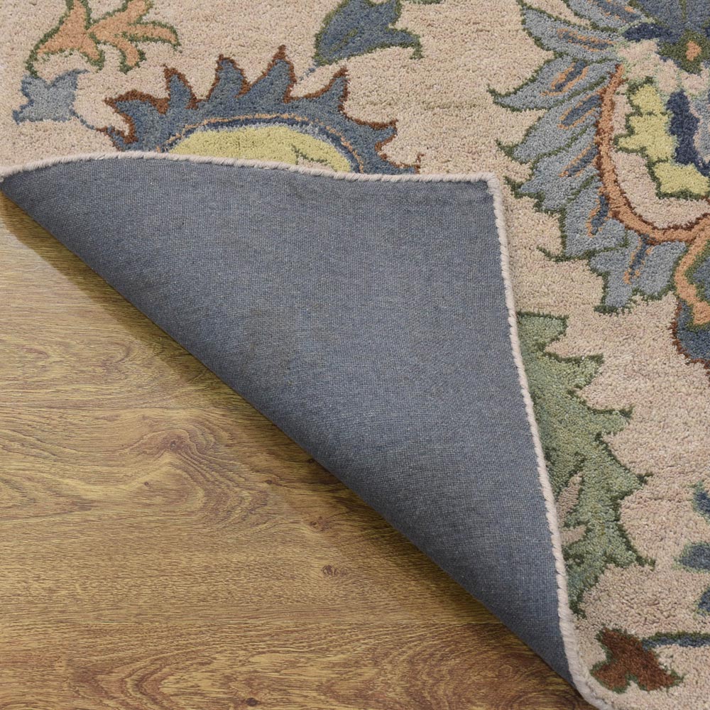 Hand Tufted Wool Area Rug Floral Cream K00500