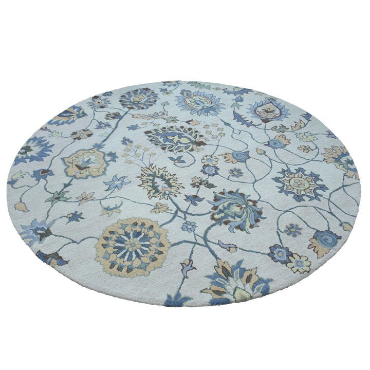 Hand Tufted Wool Area Rug Floral Cream K00500