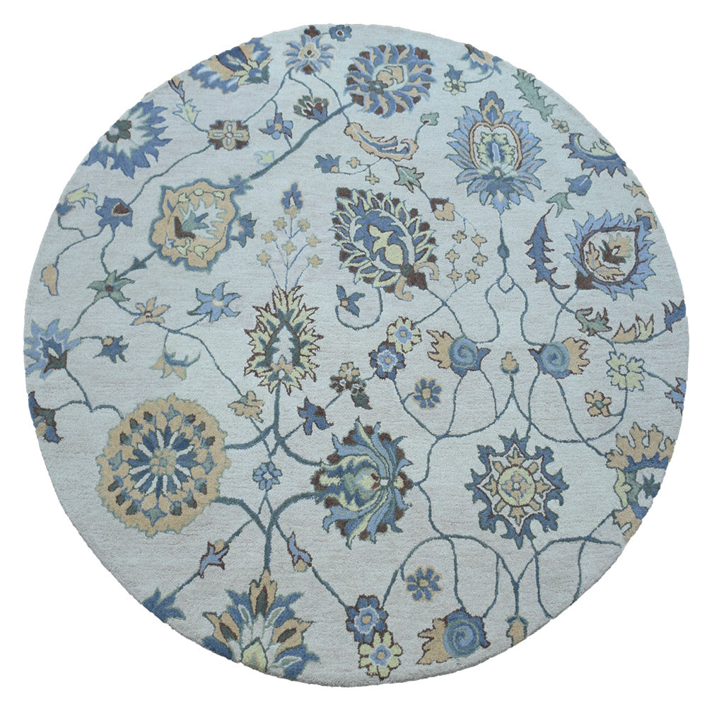 Hand Tufted Wool Area Rug Floral Cream K00500