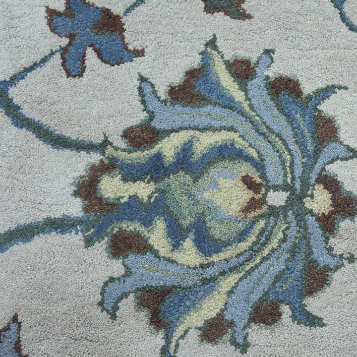 Hand Tufted Wool Area Rug Floral Cream K00500