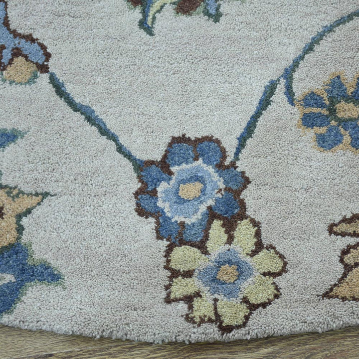 Hand Tufted Wool Area Rug Floral Cream K00500