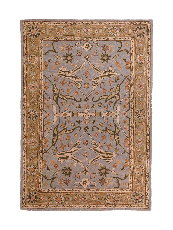Hand Tufted Blue Green Wool Oriental Rug