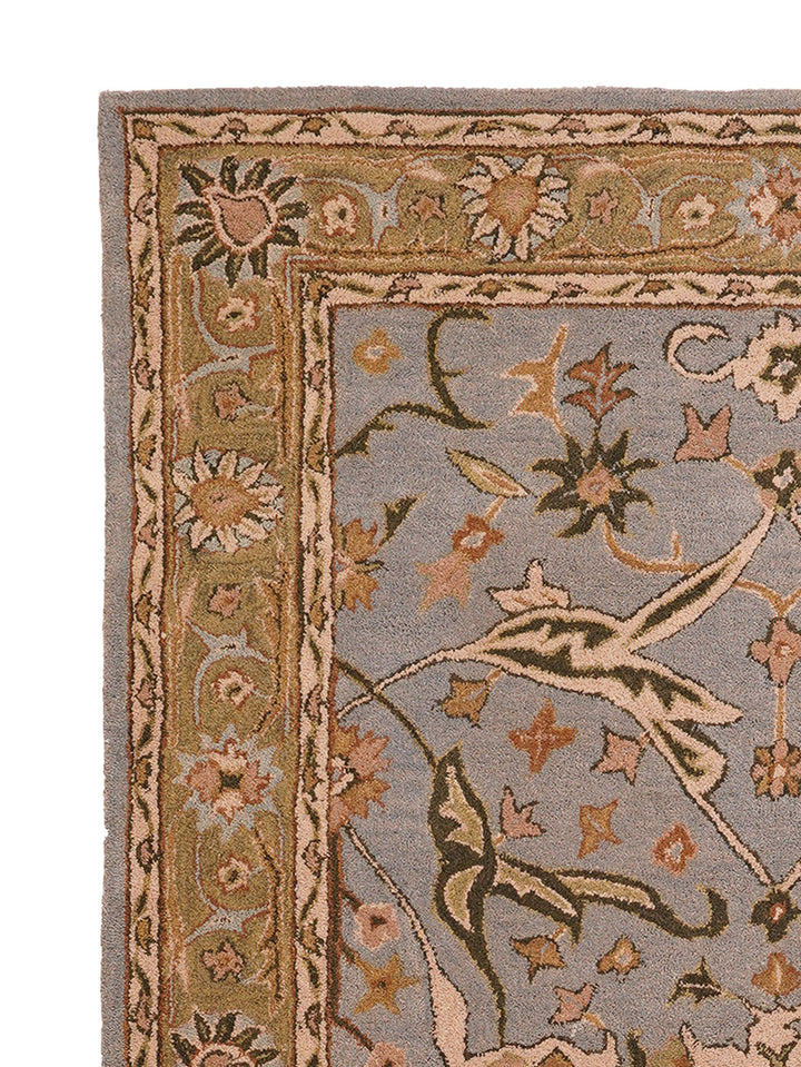Hand Tufted Blue Green Wool Oriental Rug