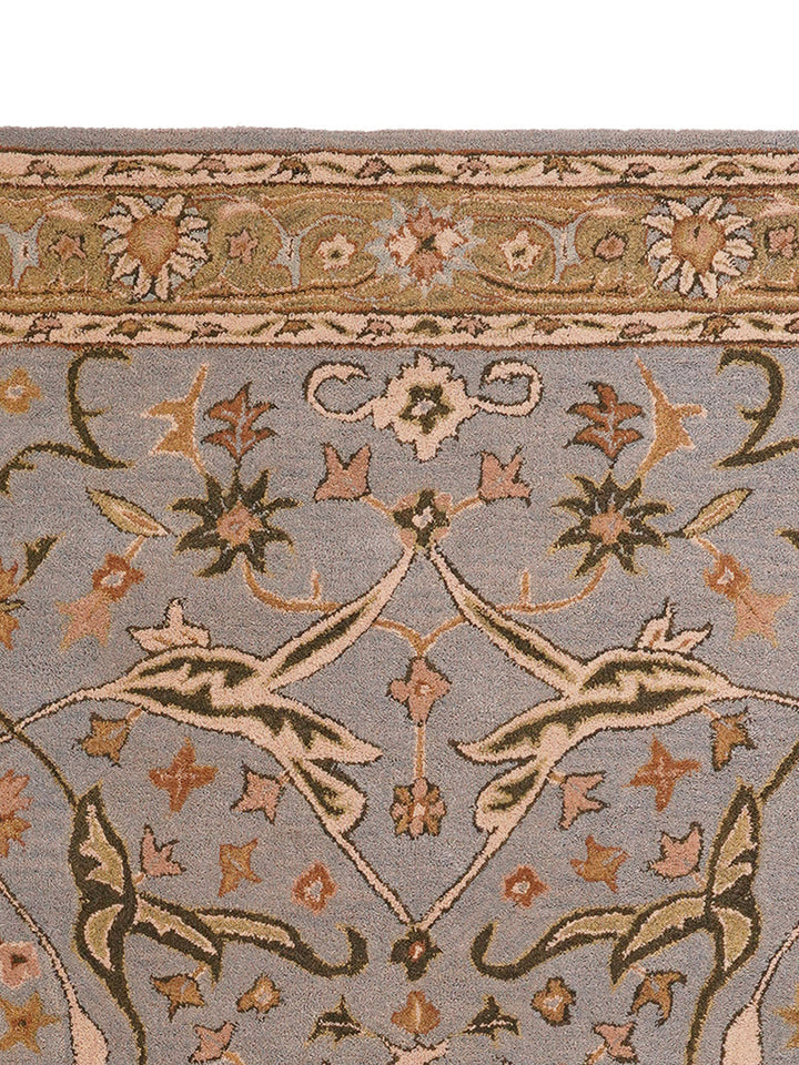 Hand Tufted Blue Green Wool Oriental Rug