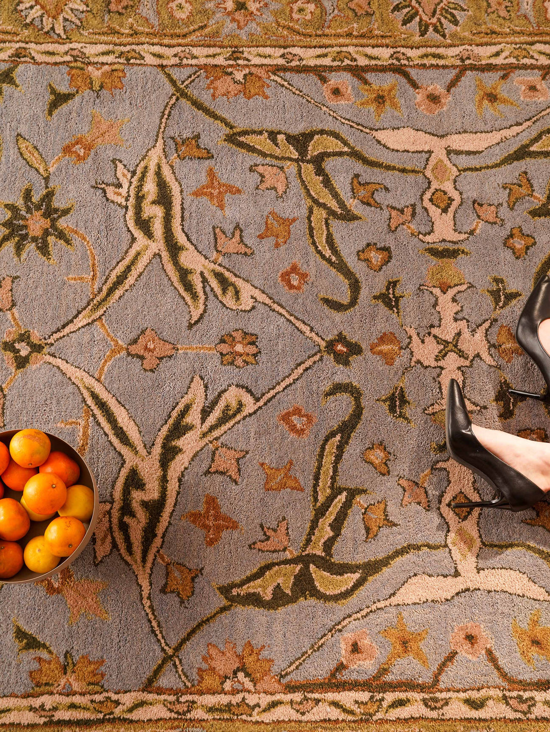 Hand Tufted Blue Green Wool Oriental Rug