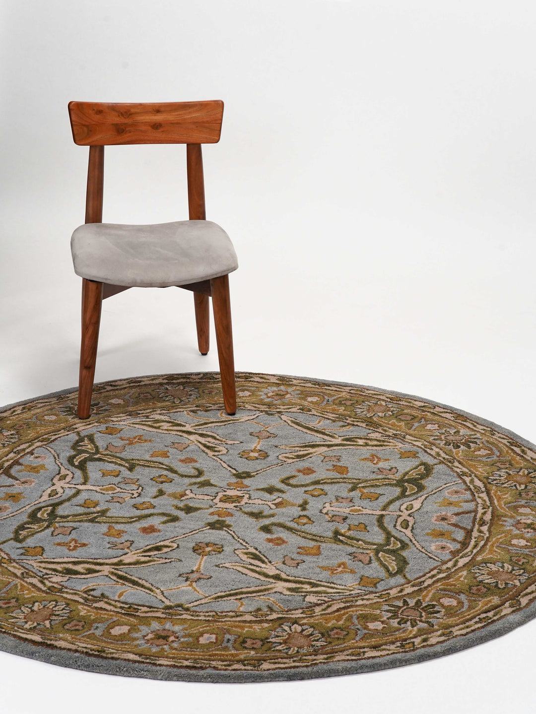 Hand Tufted Blue Green Wool Oriental Rug