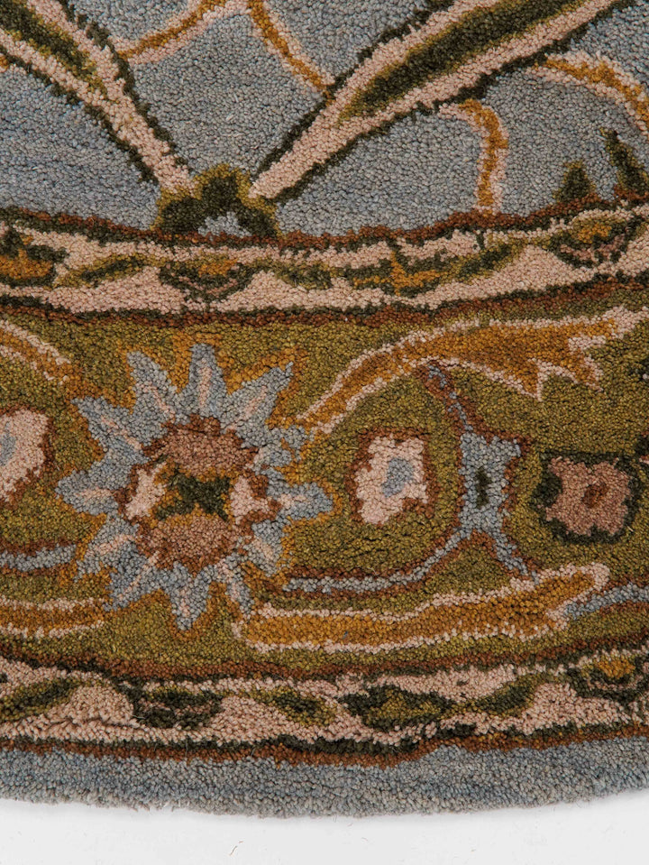 Hand Tufted Blue Green Wool Oriental Rug