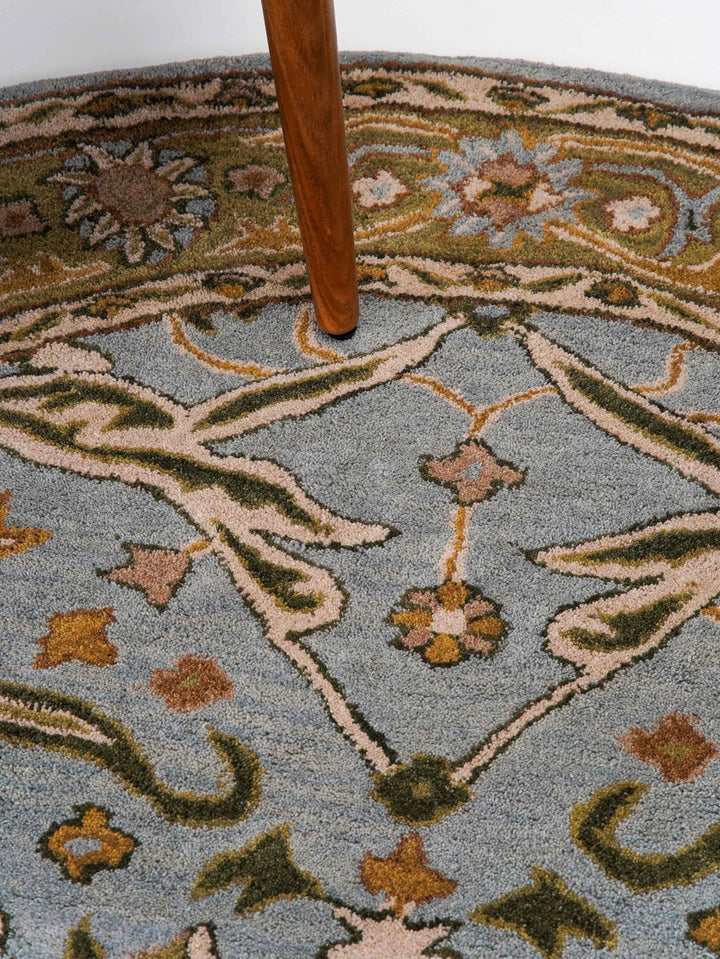 Hand Tufted Blue Green Wool Oriental Rug
