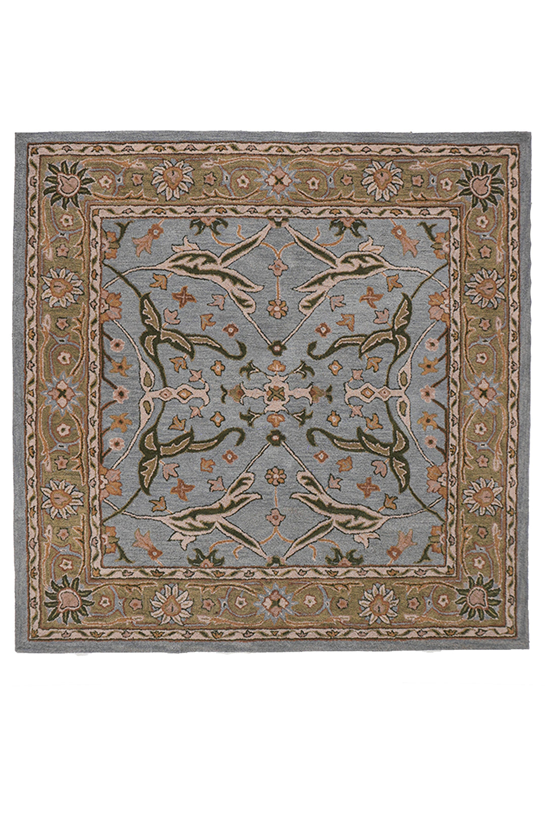 Hand Tufted Blue Green Wool Oriental Rug