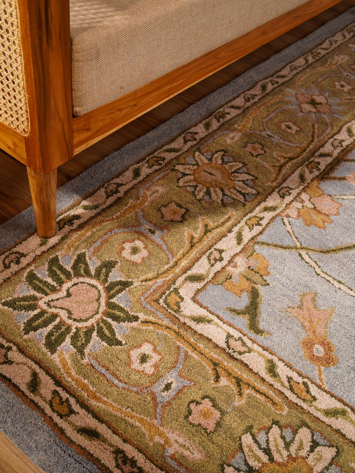 Hand Tufted Blue Green Wool Oriental Rug