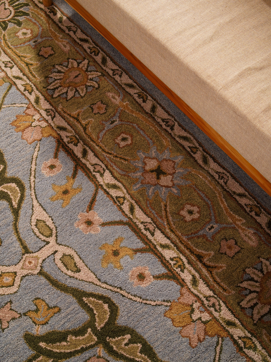 Hand Tufted Blue Green Wool Oriental Rug