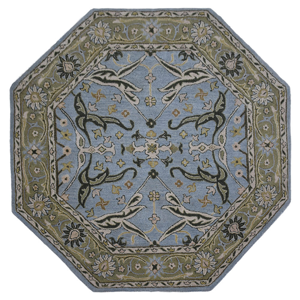 Hand Tufted Blue Green Wool Oriental Rug