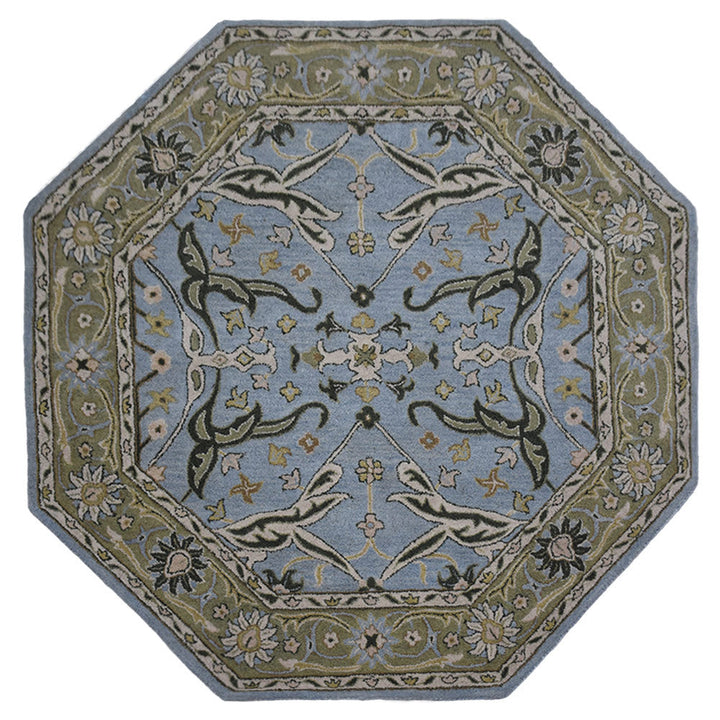 Hand Tufted Blue Green Wool Oriental Rug