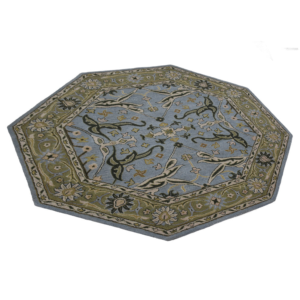 Hand Tufted Blue Green Wool Oriental Rug