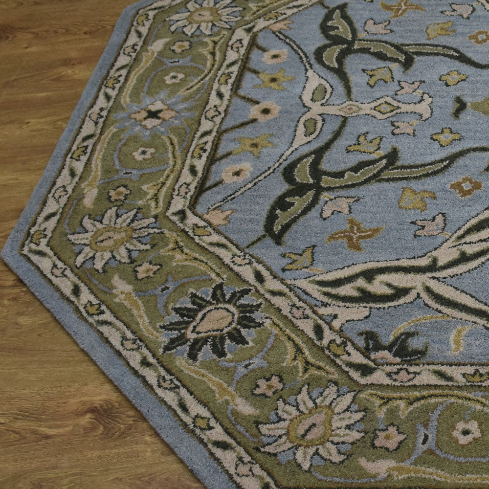 Hand Tufted Blue Green Wool Oriental Rug