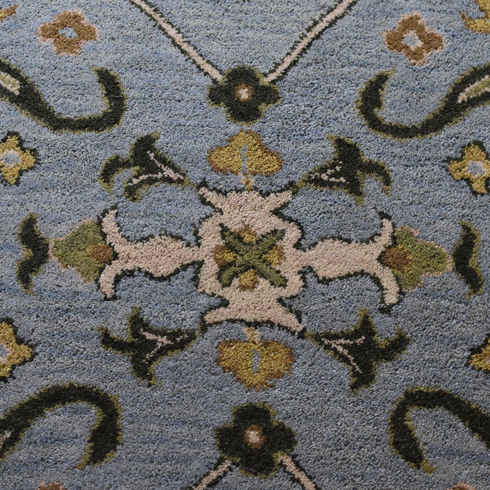 Hand Tufted Blue Green Wool Oriental Rug