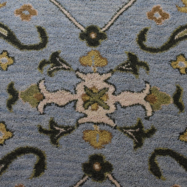 Hand Tufted Blue Green Wool Oriental Rug