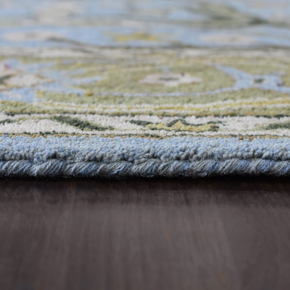 Hand Tufted Blue Green Wool Oriental Rug