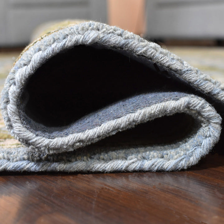 Hand Tufted Blue Green Wool Oriental Rug