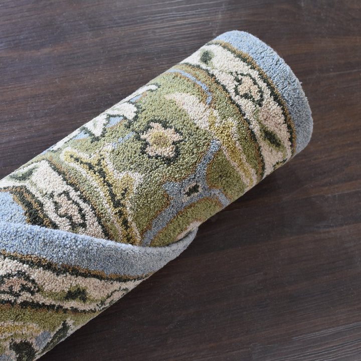 Hand Tufted Blue Green Wool Oriental Rug