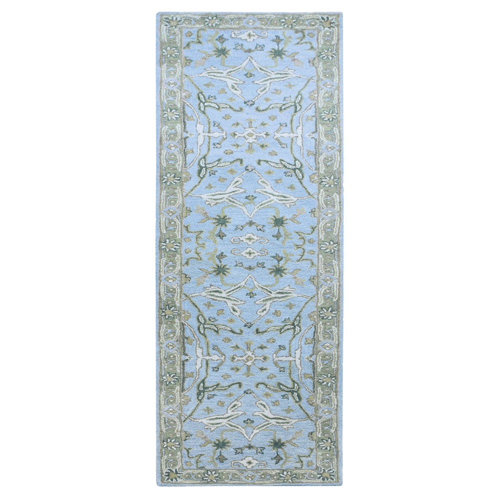Hand Tufted Blue Green Wool Oriental Rug