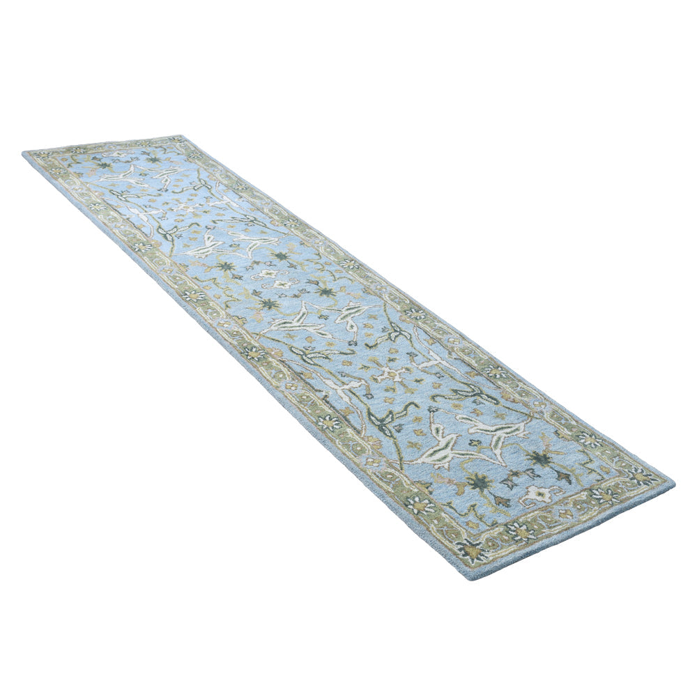 Hand Tufted Blue Green Wool Oriental Rug