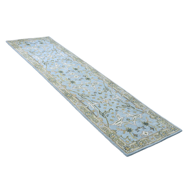 Hand Tufted Blue Green Wool Oriental Rug