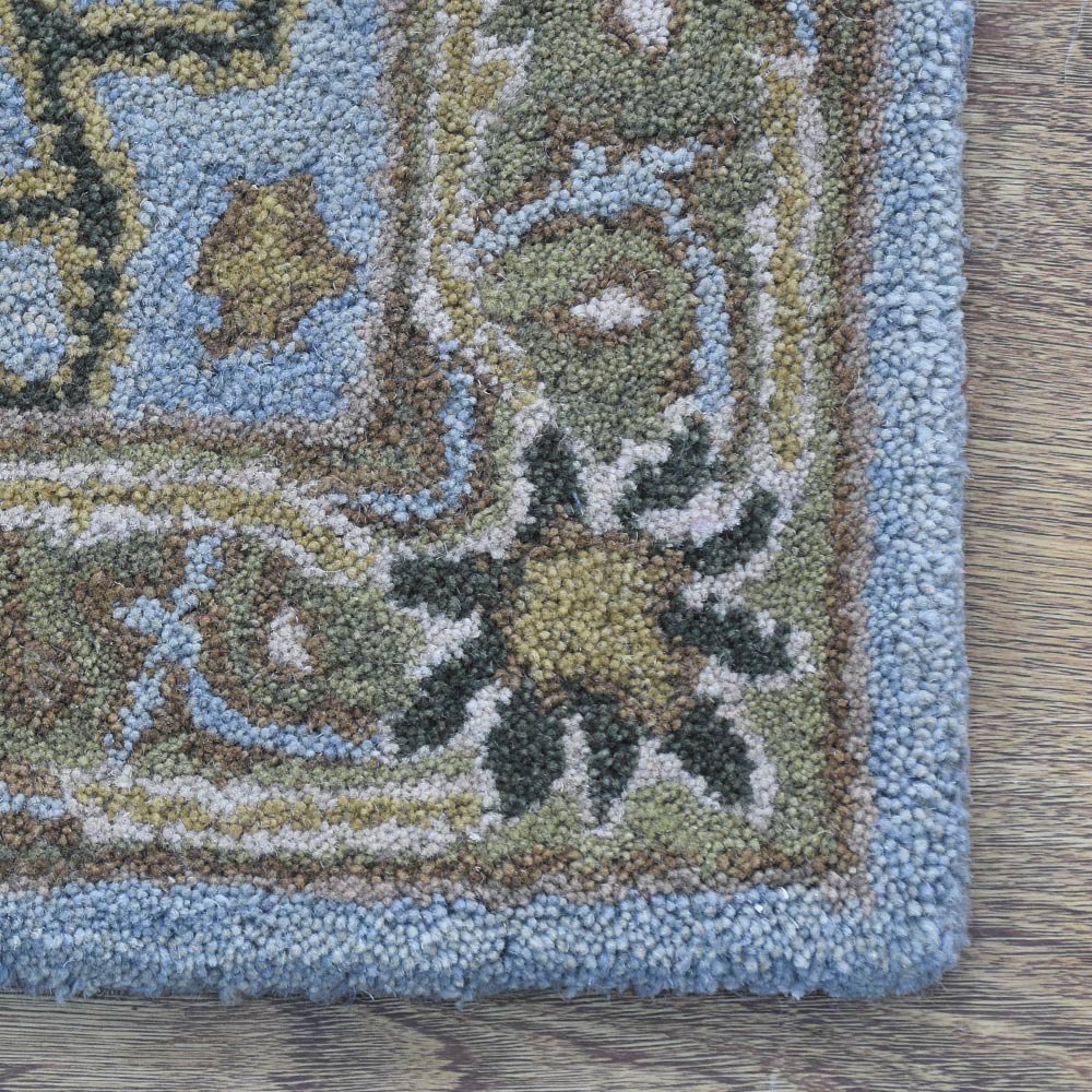 Hand Tufted Blue Green Wool Oriental Rug