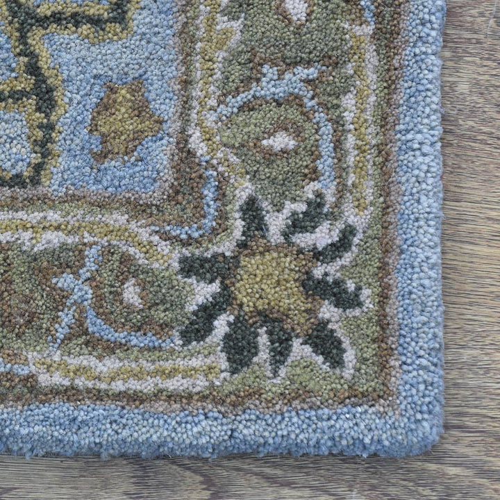 Hand Tufted Blue Green Wool Oriental Rug