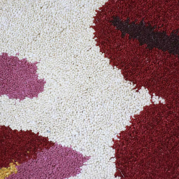 Hand Tufted Wool Area Rug Floral Cream K00504