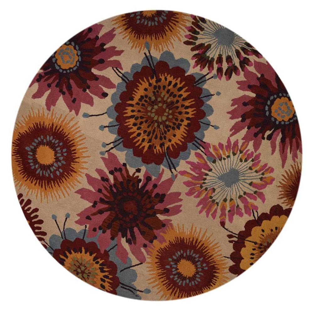 Hand Tufted Wool Area Rug Floral Cream K00504