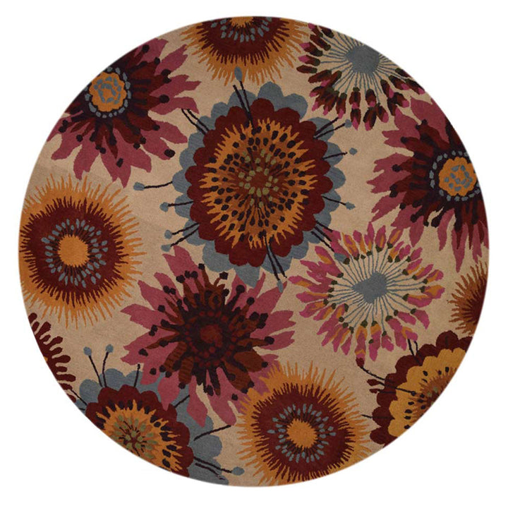 Hand Tufted Wool Area Rug Floral Cream K00504