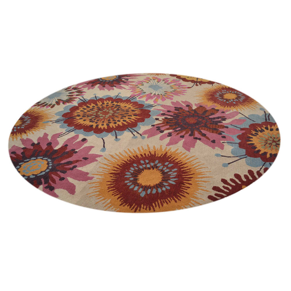 Hand Tufted Wool Area Rug Floral Cream K00504