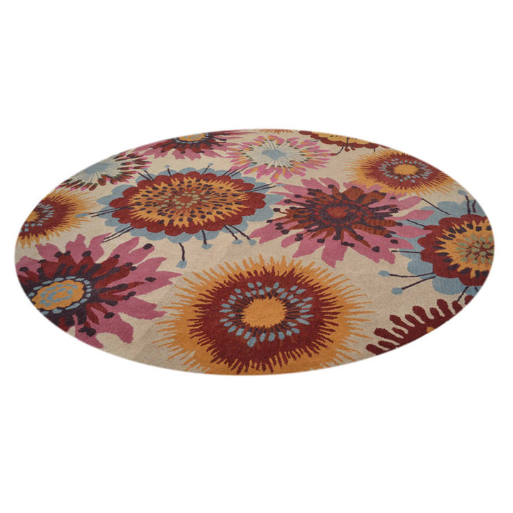 Hand Tufted Wool Area Rug Floral Cream K00504