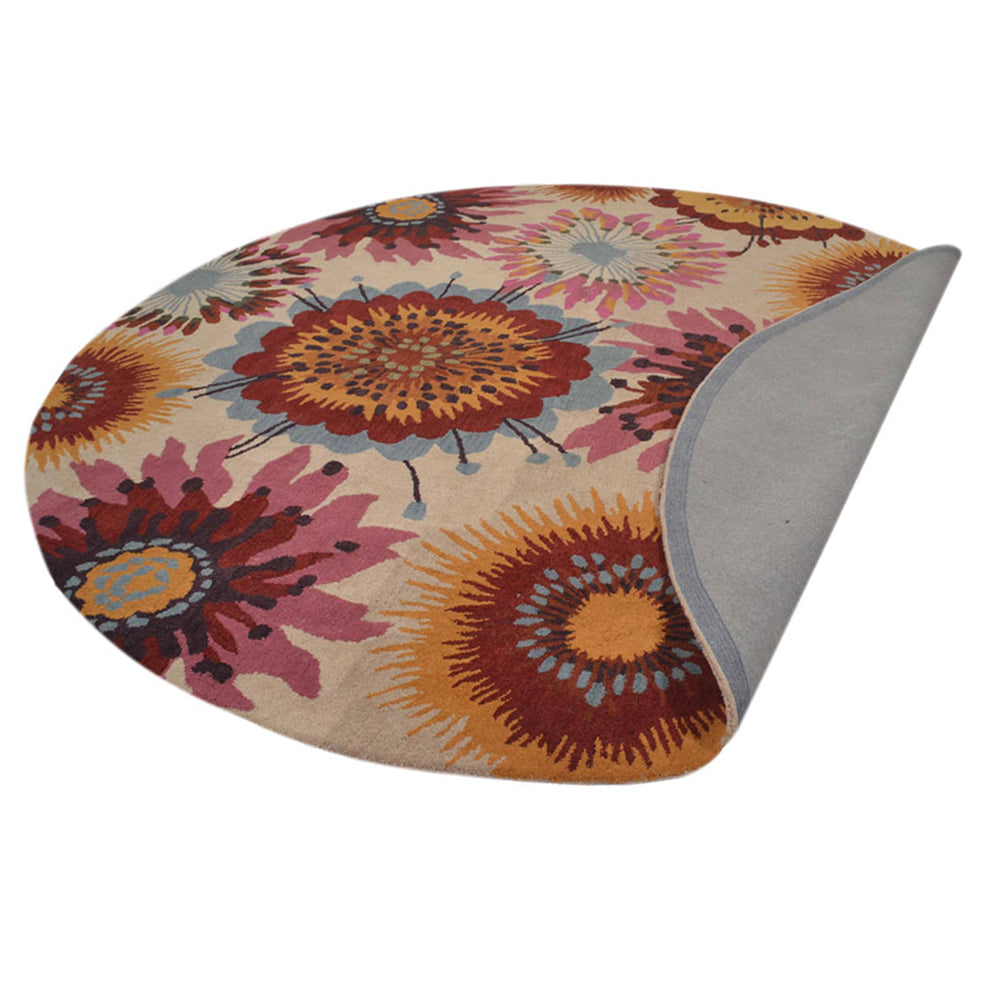 Hand Tufted Wool Area Rug Floral Cream K00504