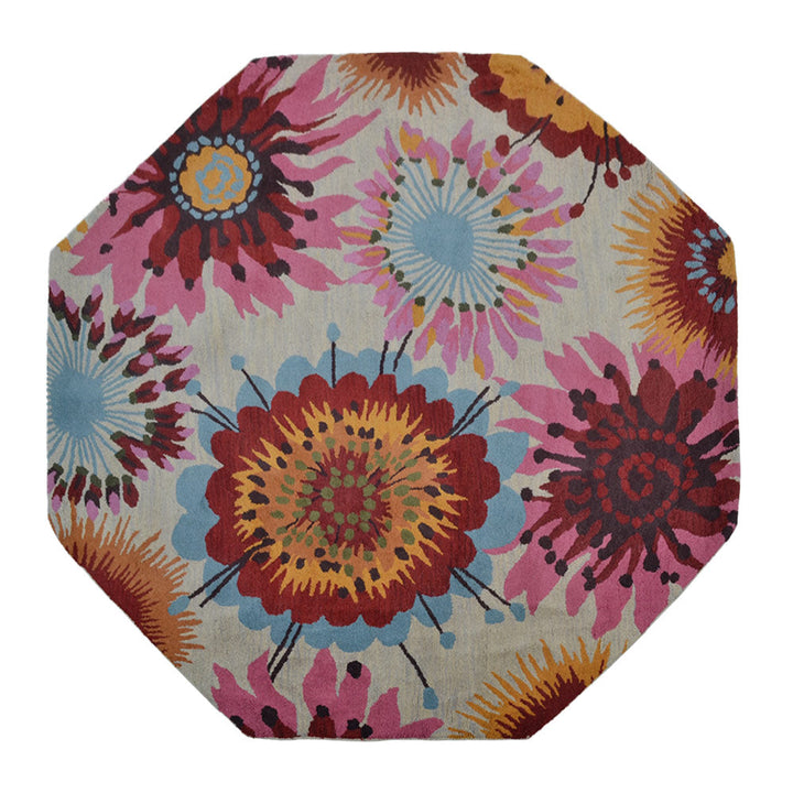 Hand Tufted Wool Area Rug Floral Cream K00504