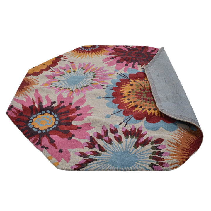 Hand Tufted Wool Area Rug Floral Cream K00504