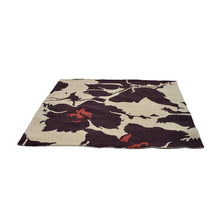 Hand Tufted Wool  Area Rug Floral Beige Brown K00506